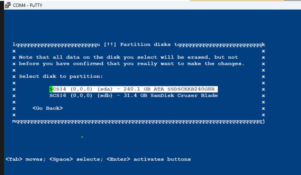 vælg partitionsdisk