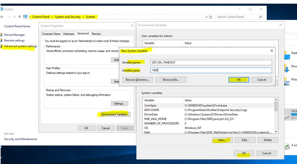 Screenshot of settomg the GST_RA_TIMEOUT environment variable