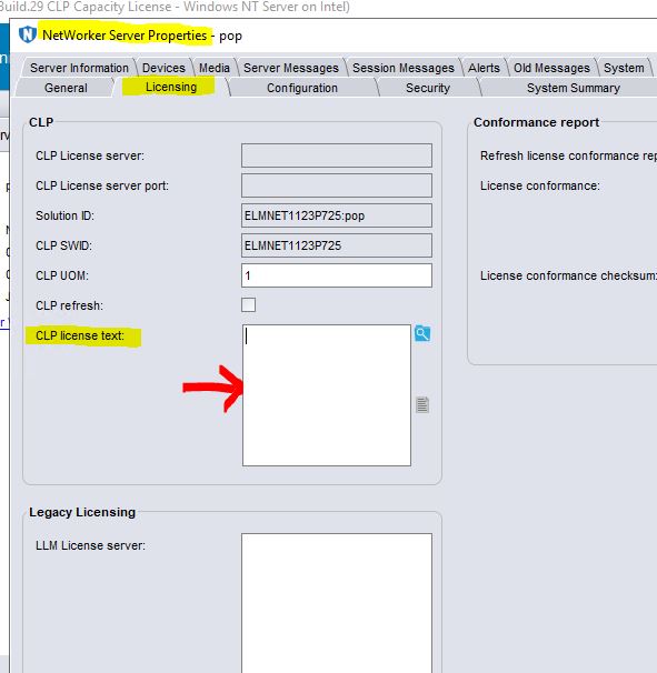 Текстовое поле лицензии CLP
