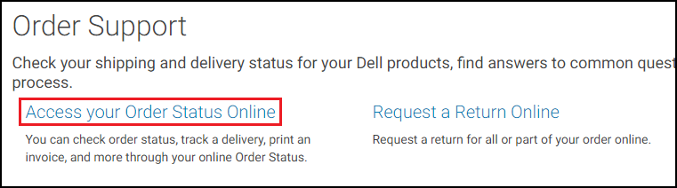 Dell.com Få åtkomst till din orderstatus