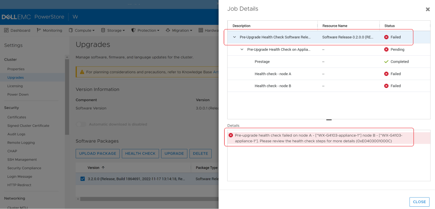 PowerStore System Health Checks detects duplicate firmware entries