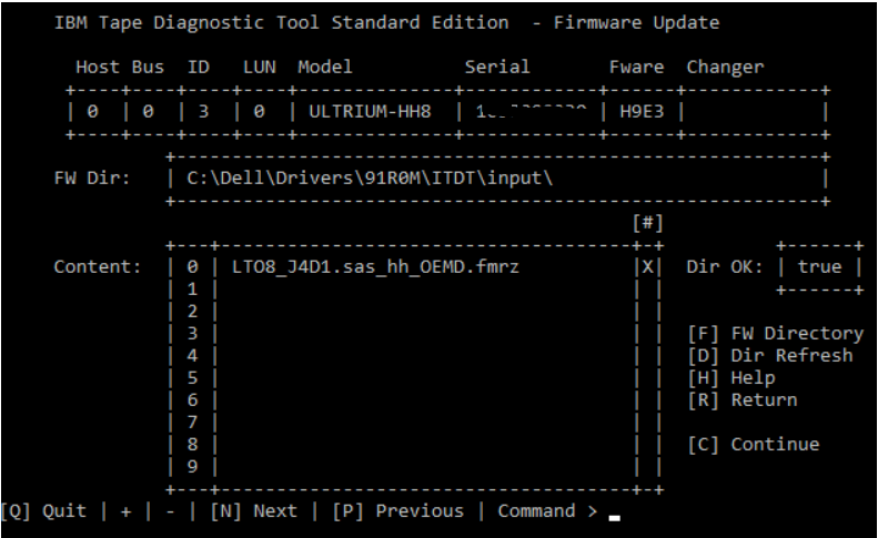 Selezione del file del firmware