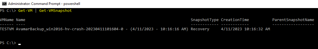 Get VM Snapshot -tuloste