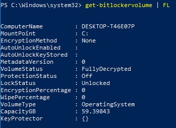 輸入 get-bitlockervolume |佛羅里達州