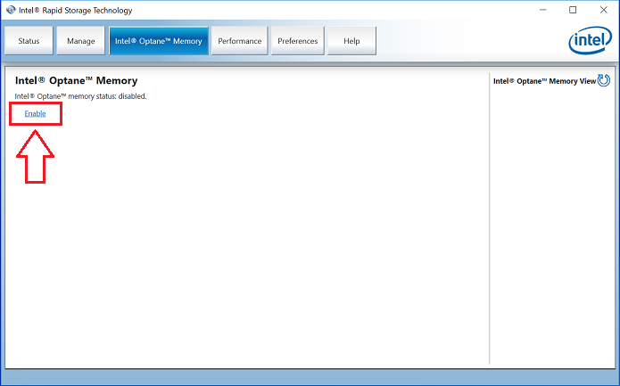 Enable Intel Optane Memory