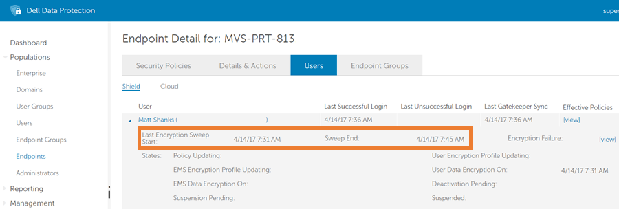 Last Encryption Sweep Start