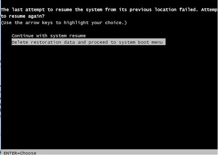 Error al reanudar desde la hibernación