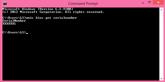 Service Tag (Serial Number) in command prompt