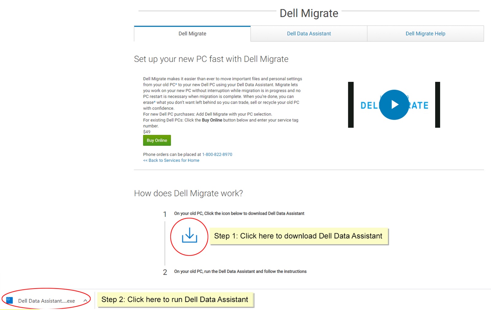 Old PC (Download and run Dell Data Assistant.exe)