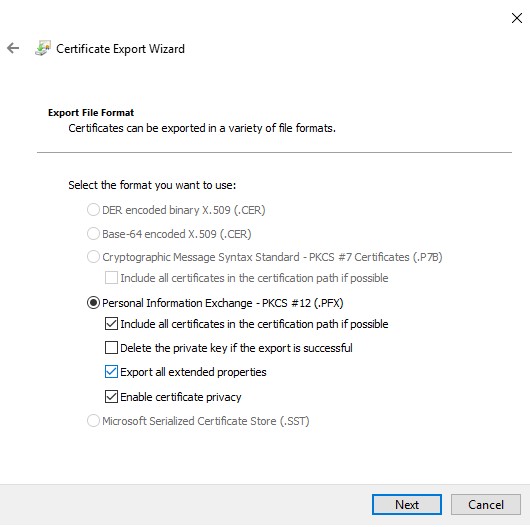 Format du fichier d’exportation