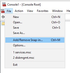 Sélectionnez Add/Remove Snap-In (Ajouter/Supprimer un composant logiciel enfichable)