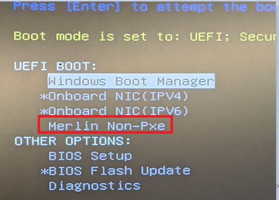 Merlin bez PXE jest teraz opcją rozruchu UEFI