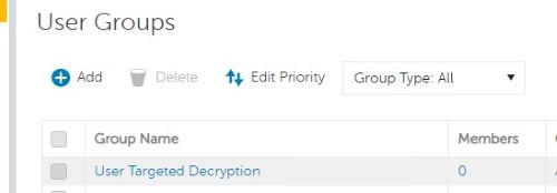 Yeni oluşturulan Kullanıcı Grubunu seçin