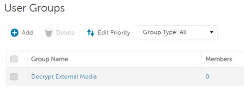 Yeni oluşturulan Kullanıcı Grubunu seçin