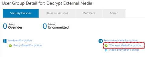 Policy-Windows Media Encryption (Politika-Windows Ortam Şifrelemesi) öğesine tıklayın