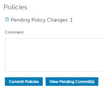 Yorum ekleyin ve Commit Policies (Politikaları Kaydet) öğesini seçin