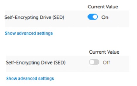 Kendini Şifreleyen Sürücüyü (SED) Off (Kapalı) olarak ayarlayın ve Save (Kaydet) öğesine tıklayın
