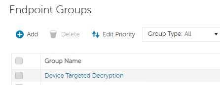 Yeni oluşturulan Uç Nokta Grubunu seçin