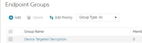 Yeni oluşturulan Uç Nokta Grubunu seçin