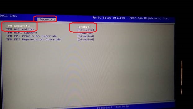 BIOS configuration screen