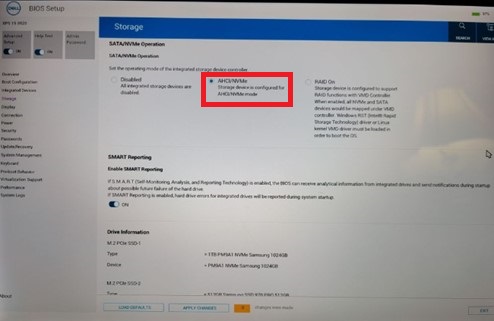 Wählen Sie ACHI/NVMe aus.