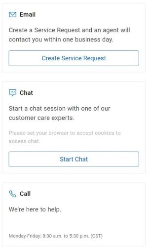 Sélectionner une option de contact