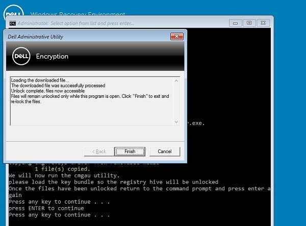 Press enter to complete the repair in command prompt