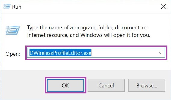 Esegui DWirelessProfileEditor.exe