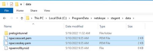 npaccesscert.pem and npaaccesskey.pem.