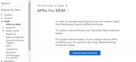 Select Generate New Certificate