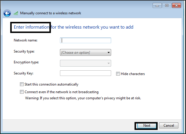Anslut till ett trådlöst nätverk manuellt