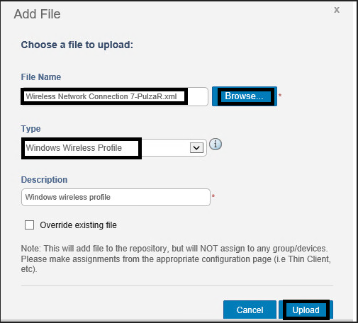 Välj trådlös profil