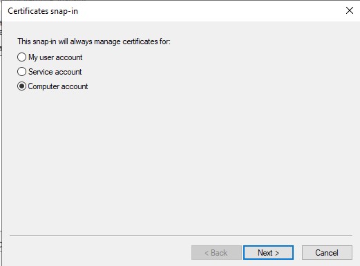 Seleccione Computer Account
