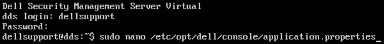 键入 sudo nano /etc/opt/dell/console/application.properties