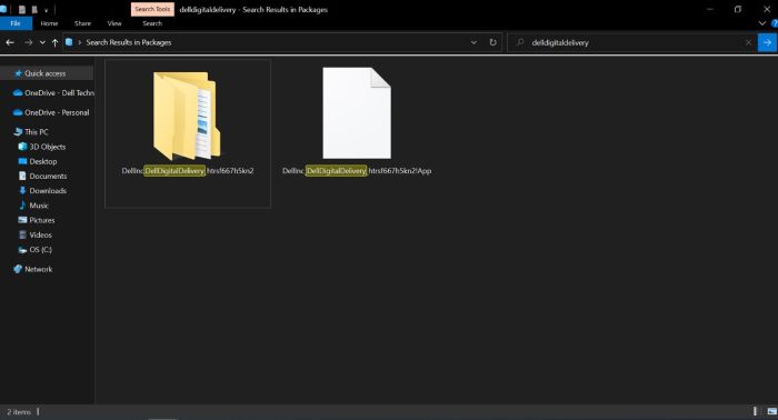 Выполните поиск «DellDigitalDelivery»