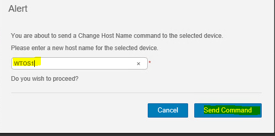 Ingrese un nuevo nombre y haga clic en Enviar comando