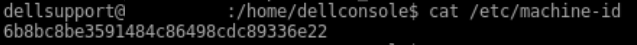 Image depicts the cat /etc/machine-id command in Shell with an example result.