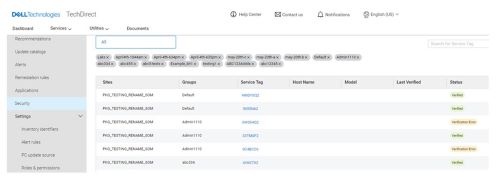 Obrazovka Verification v aplikaci SupportAssist