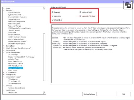 Probuzení prostřednictvím LAN/WLAN