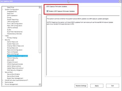 Aktualizace firmwaru kapsle UEFI