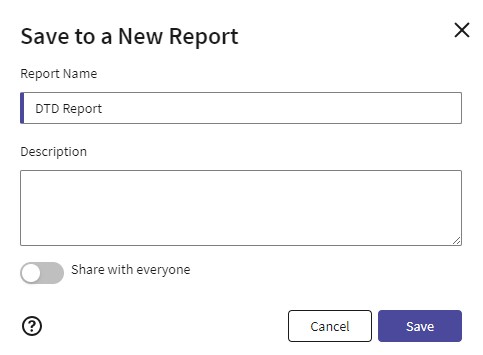Opdater rapportnavn, og klik på Gem