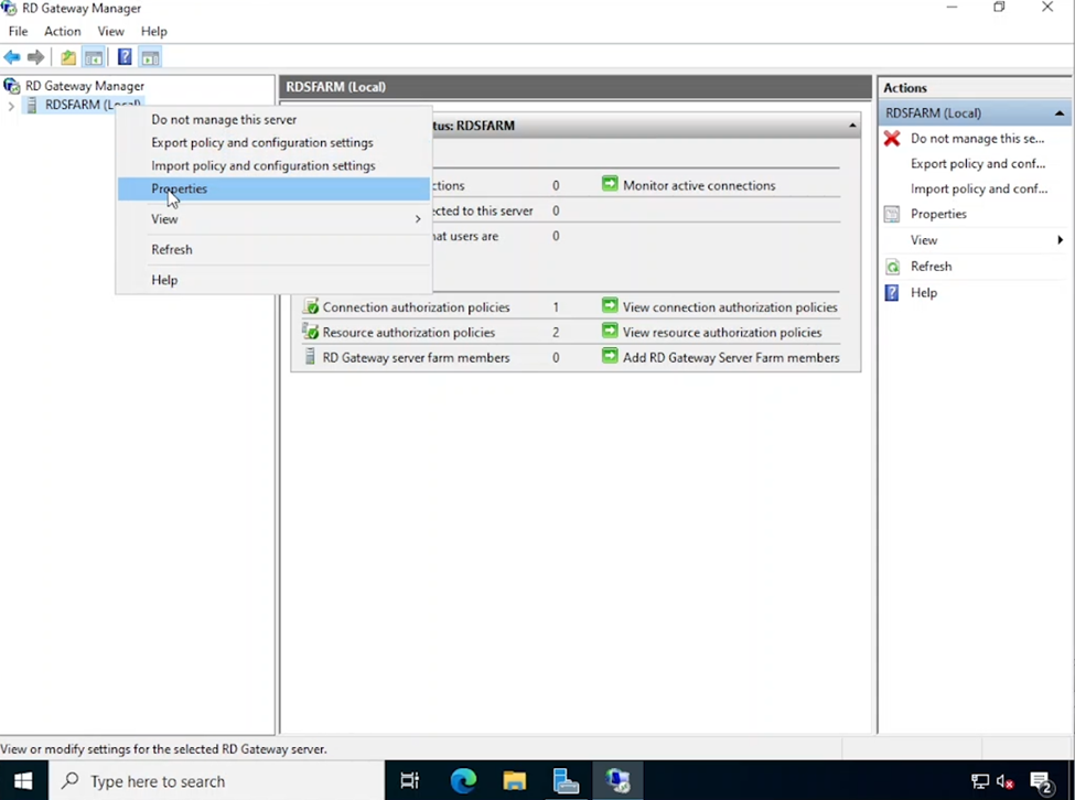 Konfigurowanie właściwości serwera bramy pulpitu zdalnego