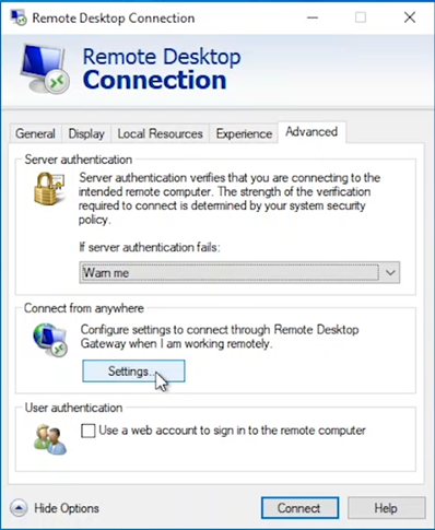 Aplikacja Połączenie pulpitu zdalnego