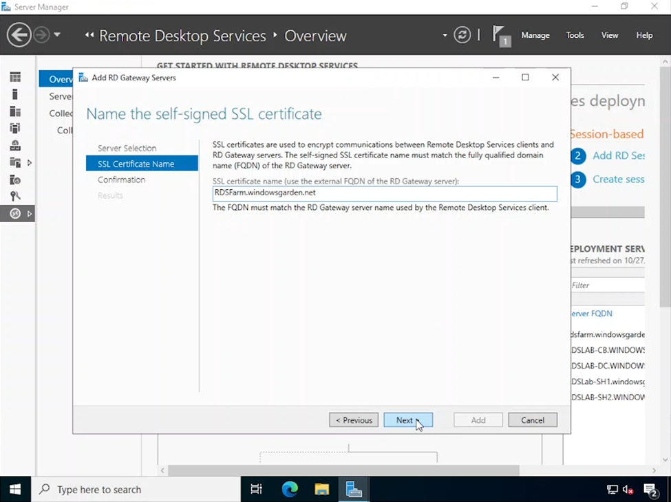 Konfiguracja certyfikatu z podpisem własnym bramy RD