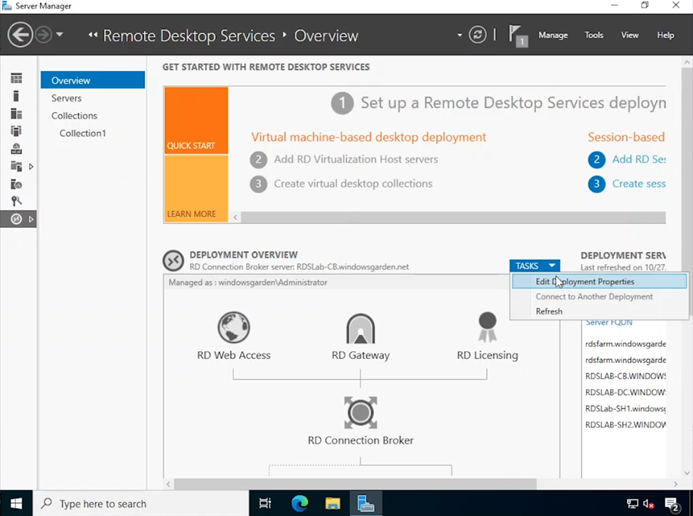 RDS Dağıtımına Genel Bakış ekranı