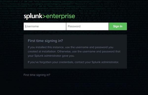 Sign in to the Splunk environment