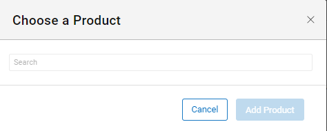 Tekstboks for å legge til produktvalg og knapp for å legge til produkt