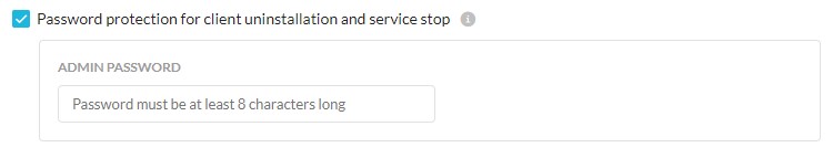 Натисніть пункт Захист паролем для видалення клієнта та зупинки служби