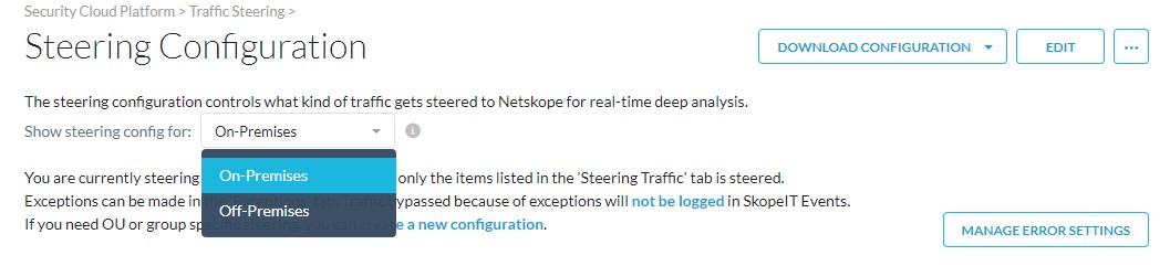 Asegúrese de que esté seleccionada la opción En las instalaciones o Fuera de las instalaciones