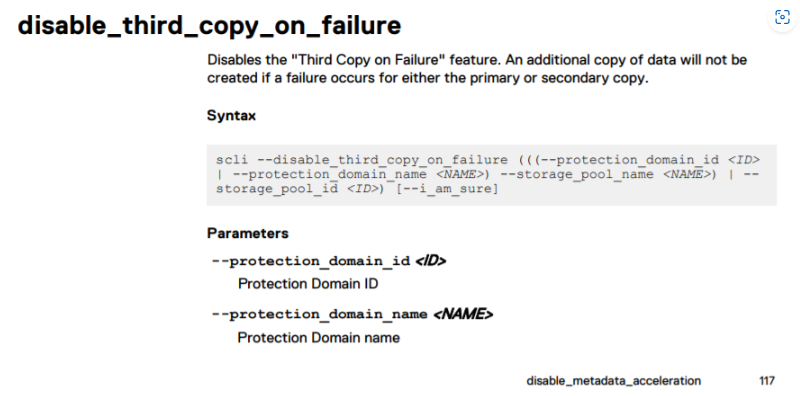 PowerFlex SCLI 參考指南 - 啟用或停用 third_copy_on_failure | Dell 香港